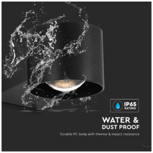 V-TAC Επιτοίχιο Φωτιστικό Κήπου LED Up-Down 5W 465lm 90° IP65 Φυσικό Λευκό Μαύρο Σώμα 10446
