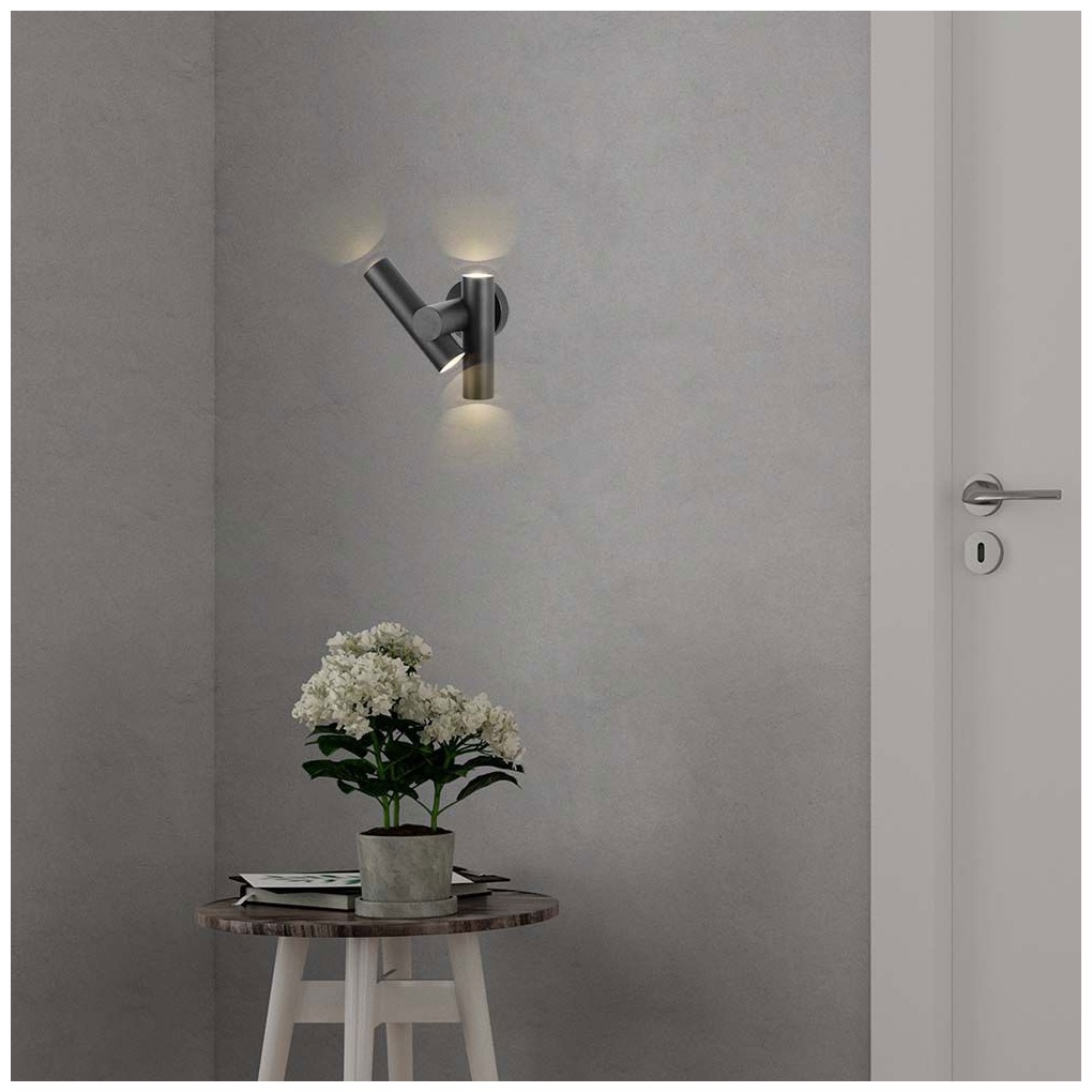 V-TAC Επιτοίχιο Φωτιστικό Κήπου Διπλό Σποτ LED 6W 620lm 90° IP44 Ζεστό Λευκό Μαύρο Σώμα 10473