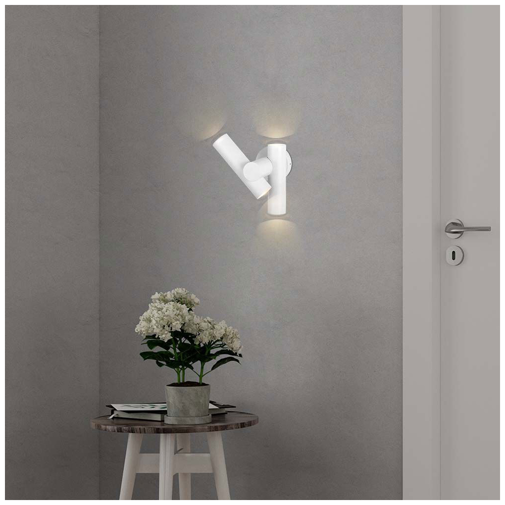 V-TAC Επιτοίχιο Φωτιστικό Κήπου Διπλό Σποτ LED 6W 620lm 90° IP44 Ζεστό Λευκό Άσπρο Σώμα 10474