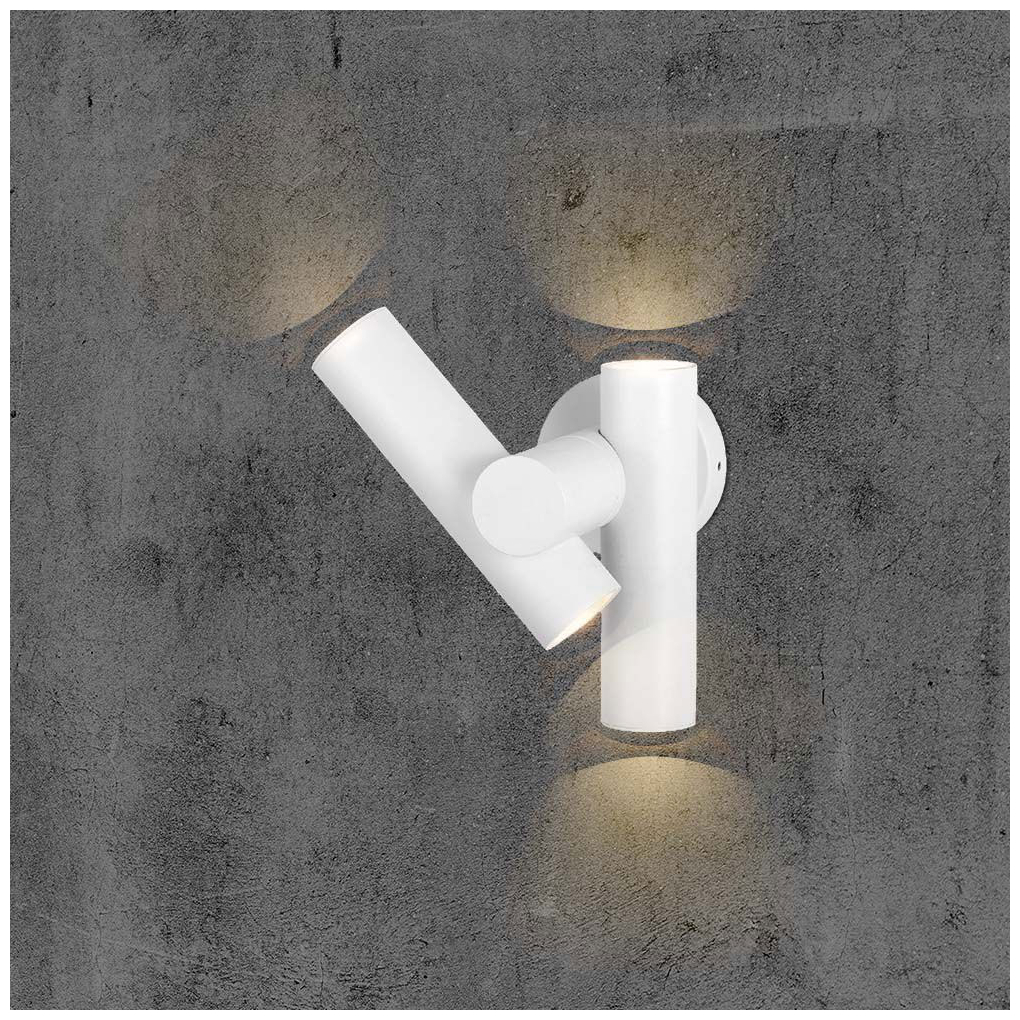 V-TAC Επιτοίχιο Φωτιστικό Κήπου Διπλό Σποτ LED 6W 620lm 90° IP44 Ζεστό Λευκό Άσπρο Σώμα 10474