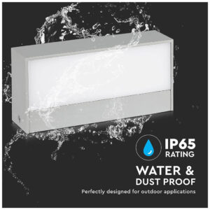 V-TAC Επιτοίχιο Φωτιστικό/Απλίκα Τοίχου LED 12W 230V 1150lm 90° IP65 Up-Down Large Γκρι Σώμα Φυσικό Λευκό 218243