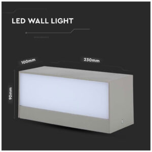 V-TAC Επιτοίχιο Φωτιστικό/Απλίκα Τοίχου LED 12W 230V 1150lm 90° IP65 Up-Down Large Γκρι Σώμα Ψυχρό Λευκό 218244