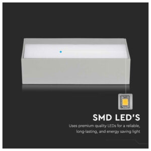 V-TAC Επιτοίχιο Φωτιστικό/Απλίκα Τοίχου LED 12W 230V 1150lm 90° IP65 Up-Down Large Γκρι Σώμα Ψυχρό Λευκό 218244