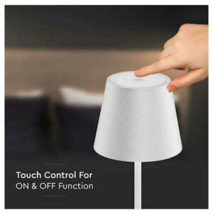 V-TAC Επιτραπέζιο Φωτιστικό 2W 200lm 180° IP54 Επαναφορτιζόμενο Touch Dimmable με Ασύρματη Βάση Φόρτισης Ζεστό Λευκό Άσπρο Σώμα 7651