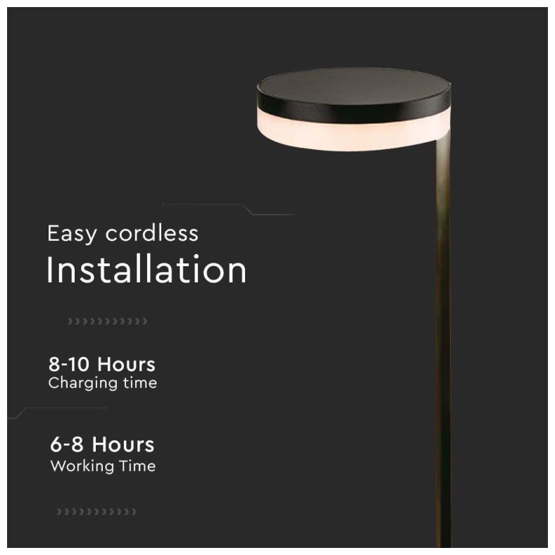 V-TAC Ηλιακό Επιδαπέδιο Φωτιστικό Κήπου Στύλος LED 2W 120lm IP54 Μαύρο 23011