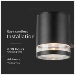 V-TAC Ηλιακό Επιτοίχιο Φωτιστικό Κήπου LED 1W IP44 Στρογγυλό με Αισθητήρα Μικροκυμάτων Ζεστό Λευκό Μαύρο Σώμα 10399