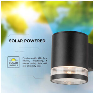 V-TAC Ηλιακό Επιτοίχιο Φωτιστικό Κήπου LED 1W IP44 Στρογγυλό με Αισθητήρα Μικροκυμάτων Ζεστό Λευκό Μαύρο Σώμα 10399