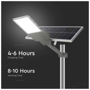 V-TAC Ηλιακό Φωτιστικό Δρόμου LED 20W 2500lm 120° Αδιάβροχο IP65 Bridgelux Chip με Χειριστήριο Γκρι Σώμα Φυσικό Λευκό 10224