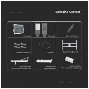 V-TAC Ηλιακό Φωτιστικό Δρόμου LED 20W 2500lm 120° Αδιάβροχο IP65 Bridgelux Chip με Χειριστήριο Γκρι Σώμα Φυσικό Λευκό 10224