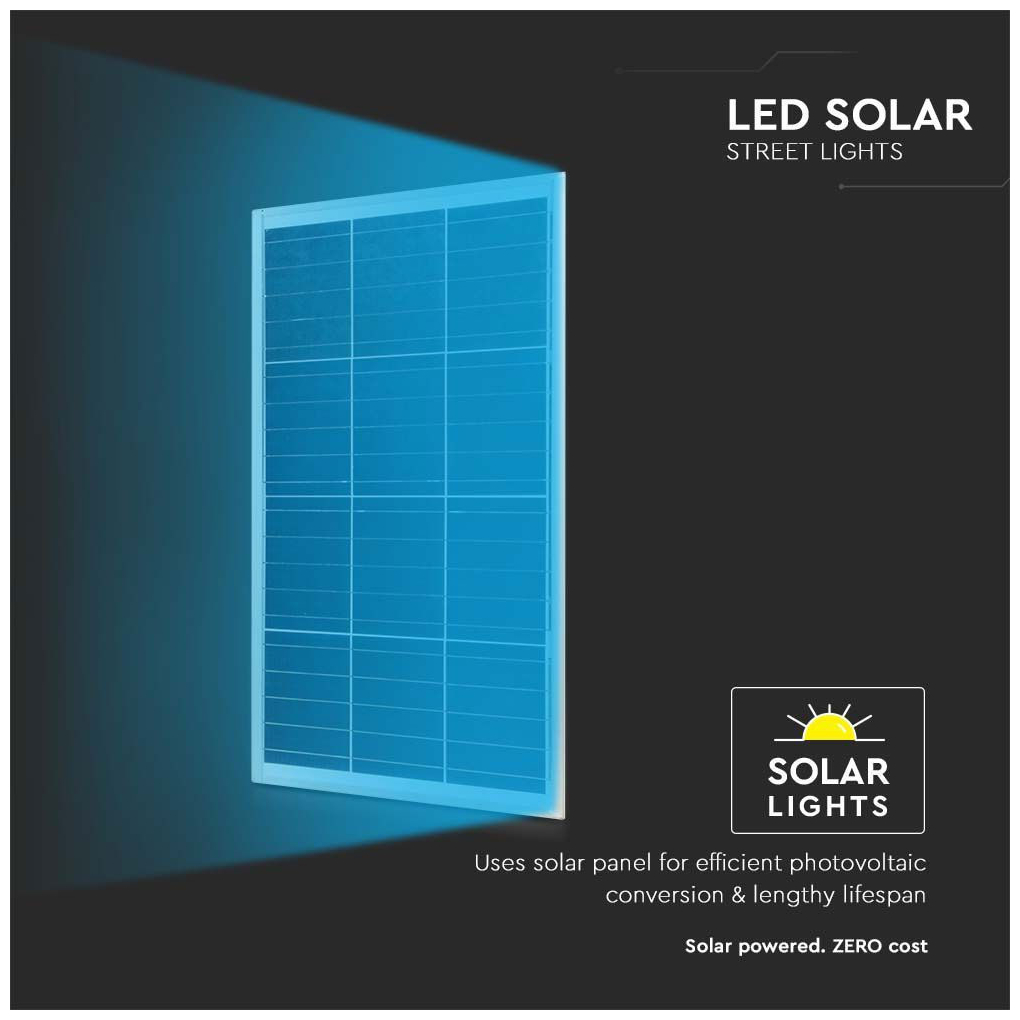 V-TAC Ηλιακό Φωτιστικό Δρόμου LED 300W 120° 3500lm IP65 με Αισθητήρα Κίνησης και Τηλεχειριστήριο Φυσικό Λευκό Γκρι Σώμα 6757