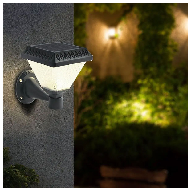 V-TAC Ηλιακό Φωτιστικό Κήπου LED 0.8W 75lm 90° Τετράγωνο IP44 Επιτοίχιο CCT 3σε1 Ζεστό+Φυσικό+Ψυχρό Λευκό Μαύρο Σώμα 93578