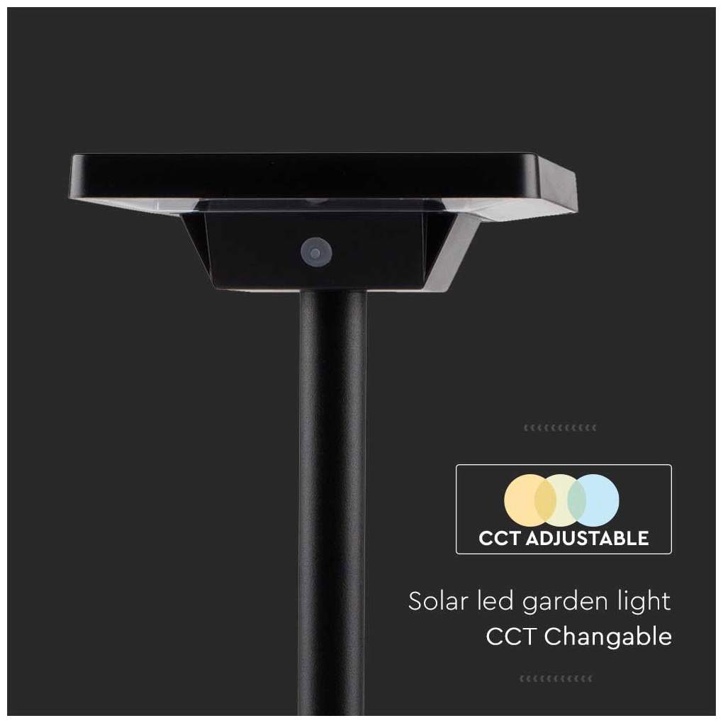V-TAC Ηλιακό Φωτιστικό Κήπου Στύλος LED CCT 2W 220lm 110° IP65 2σε1 με Αισθητήρα Κίνησης Επιδαπέδιο ή Χωνευτό Μαύρο 10304