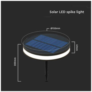 V-TAC Ηλιακό Χωνευτό Φωτιστικό Κήπου LED με Καρφί 1.8W 90lm Αδιάβροχο IP54 Ζεστό Λευκό Μαύρο Σώμα 23015