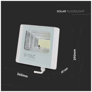 V-TAC Ηλιακός Προβολέας LED 200W 3100lm 120° IP65 με Χειριστήριο Άσπρο Σώμα Φυσικό Λευκό 10413
