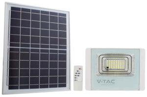 V-TAC Ηλιακός Προβολέας LED 40W 1050lm 120° IP65 με Χειριστήριο Άσπρο Σώμα Φυσικό Λευκό 10406