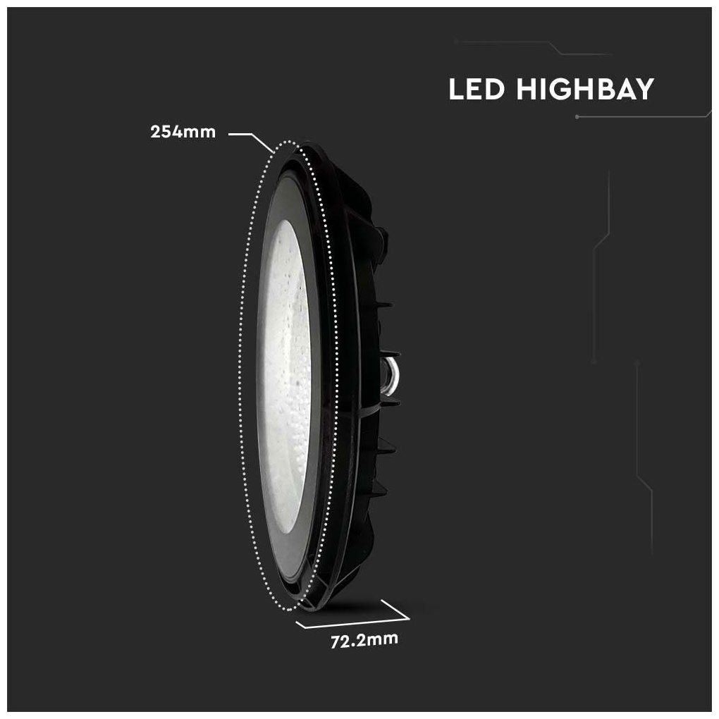 V-TAC Καμπάνα LED HIGHBAY 100W 110° 8500lm IP65 Αδιάβροχη Ψυχρό Λευκό Μαύρο Σώμα 10203