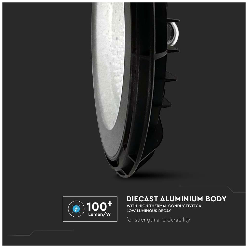 V-TAC Καμπάνα LED HIGHBAY 100W 110° 8500lm IP65 Αδιάβροχη Ψυχρό Λευκό Μαύρο Σώμα 10203