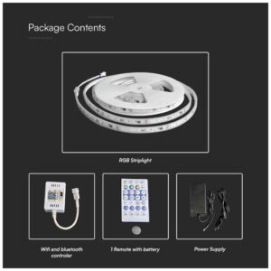 V-TAC Κιτ Ταινίας Magic LED RGB WiFi-Bluetooth 24V DC 13W SMD 5050 60LEDs/m 120° IP65 με Τηλεχειριστήριο και Τροφοδοτικό 23146 (5μέτρα)