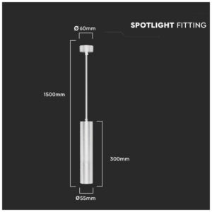 V-TAC Κρεμαστό φωτιστικό Spot GU10 στρογγυλό με λευκό σώμα 60 x 300mm SKU: 6779