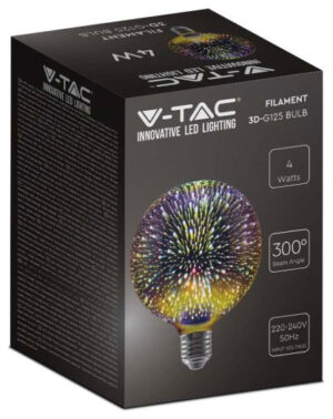 V-TAC Λάμπα LED E27 4W G125 300° IP20 3D Special Art Filament Ζεστό Λευκό 212706