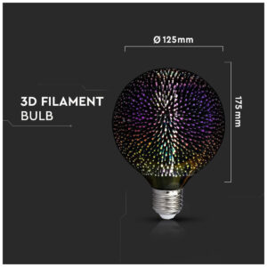 V-TAC Λάμπα LED E27 4W G125 300° IP20 3D Special Art Filament Ζεστό Λευκό 212706