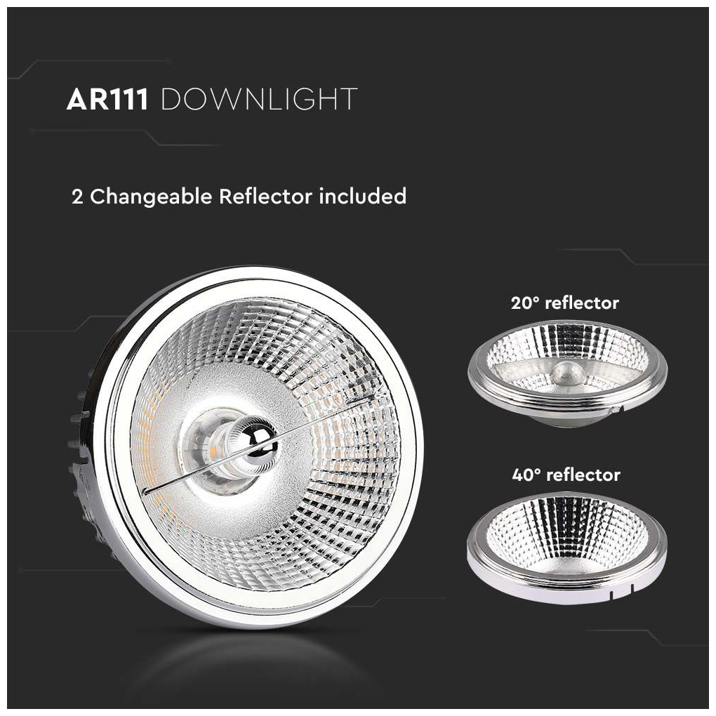 V-TAC Λάμπα LED Spot AR111 COB 20W ψυχρό λευκό 6400K 20°/40° αλουμίνιο σώμα SKU: 212794