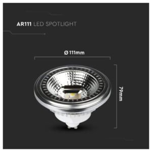 V-TAC Λάμπα LED Spot GU10 AR111 COB 12W ψυχρό λευκό 6400K 40° αλουμίνιο σώμα SKU: 214225