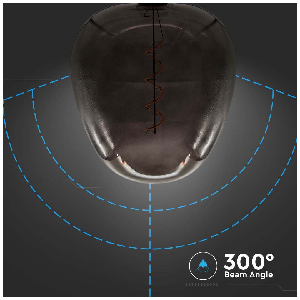 V-TAC Λαμπα LED Filament E27 4W 230V 300° IP20 APPLE SHAPE Μαύρο Γυαλί 8064