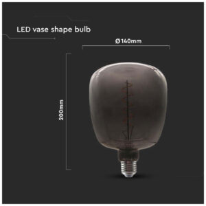 V-TAC Λαμπα LED Filament E27 4W 230V 300° IP20 VASE SHAPE Μαύρο Γυαλί 8056