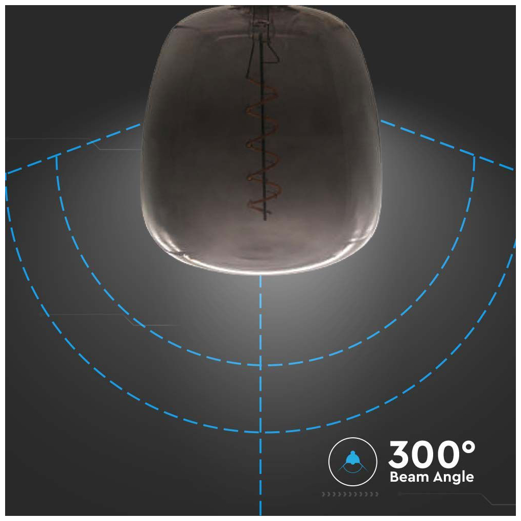 V-TAC Λαμπα LED Filament E27 4W 230V 300° IP20 VASE SHAPE Μαύρο Γυαλί 8056