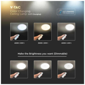 V-TAC Πλαφονιέρα LED Designer 20W40W20W Στρογγυλή Dimmable 3 σε 1