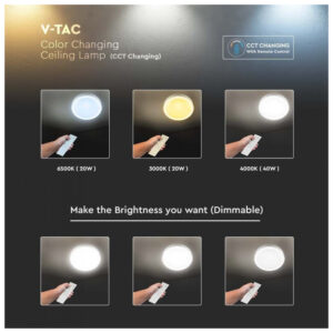 V-TAC Πλαφονιέρα LED Designer 20W/40W/20W στρογγυλή dimmable 3 σε 1 CCT