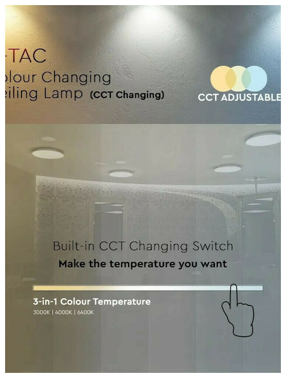 V-TAC Πλαφονιέρα Οροφής LED 36W 230V 360° 3900lm IP20 Ø500x80mm Στρογγυλή Starry Cover με Διακόπτη Εναλλαγής Χρωμάτων CCT 3σε1 217608