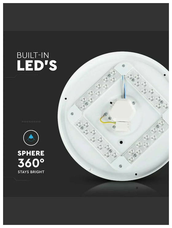 V-TAC Πλαφονιέρα Οροφής LED 36W 230V 360° 3900lm IP20 Ø500x80mm Στρογγυλή Starry Cover με Διακόπτη Εναλλαγής Χρωμάτων CCT 3σε1 217608
