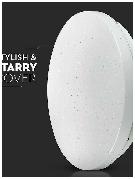 V-TAC Πλαφονιέρα Οροφής LED 36W 230V 360° 3900lm IP20 Ø500x80mm Στρογγυλή Starry Cover με Διακόπτη Εναλλαγής Χρωμάτων CCT 3σε1 217608