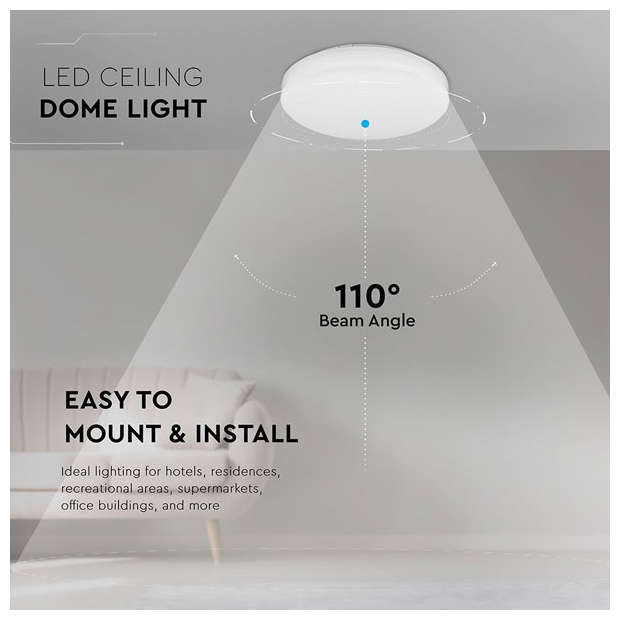 V-TAC Πλαφονιέρα Στρογγυλή LED 15W 230V 110° 1850lm IP44 Samsung Chip Ζεστό Λευκό 2113889