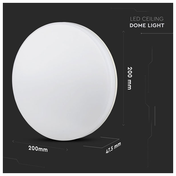 V-TAC Πλαφονιέρα Στρογγυλή LED 15W 230V 110° 1850lm IP44 Samsung Chip Ζεστό Λευκό 2113889
