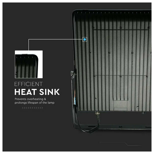 V-TAC Προβολέας LED Samsung chip 50W ψυχρό λευκό 6400K μαύρο σώμα 185lmW Evolution 20452