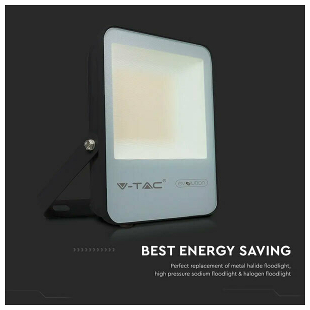 V-TAC Προβολέας LED Samsung chip 50W ψυχρό λευκό 6400K μαύρο σώμα 185lmW Evolution 20452