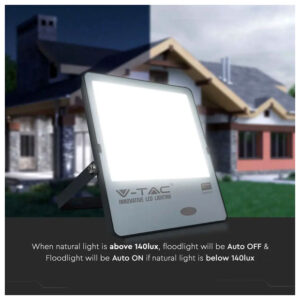V-TAC Προβολέας LED SMD 200W Samsung Chip με Αισθητήρα Μέρας-Νύχτας 20000lm Μαύρο Σώμα Ζεστό Λευκό 20181