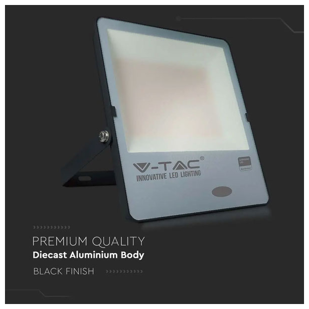 V-TAC Προβολέας LED SMD 200W Samsung Chip με Αισθητήρα Μέρας-Νύχτας 20000lm Μαύρο Σώμα Ζεστό Λευκό 20181