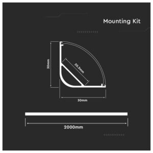 V-TAC Προφίλ Αλουμινίου για Ταινίες LED Γωνιακό Καμπυλωτό 2m Ασημί 3363