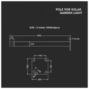 V-TAC Στύλος για ηλιακά φωτιστικά κήπου