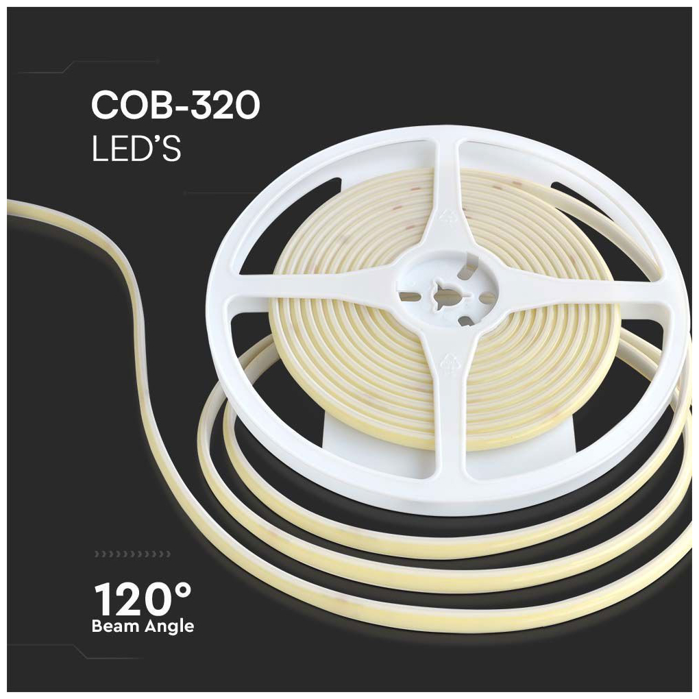 V-TAC Ταινία LED COB 24V DC 10W 840lm 320LEDs/m 120° IP67 Κόκκινη 23141 (5 μέτρα)