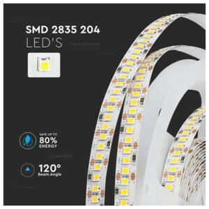 V-TAC Ταινία LED SMD 12V 17W 1700lm/m 204LEDs/m 120° IP20 Ψυχρό Λευκό 212463 (5 μέτρα)