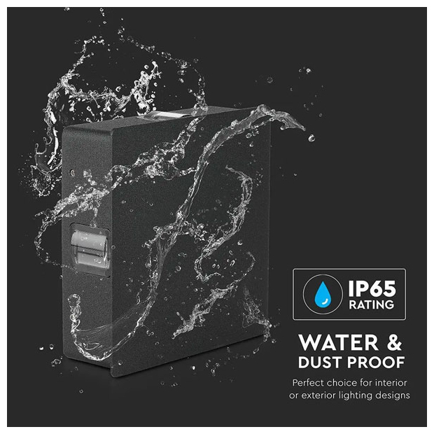 V-TAC Φωτιστικό LED Aπλίκα Τοίχου 4W 230V 360° 428lm IP65 Τετράγωνο Μαύρο Σώμα Ζεστό Λευκό 218211