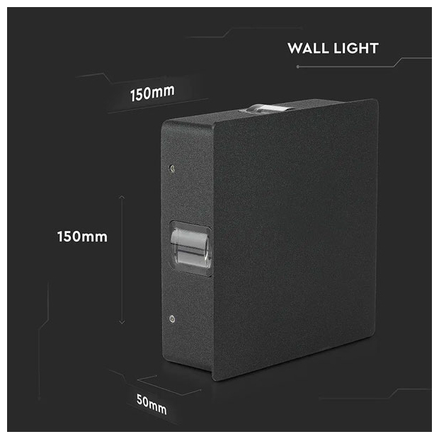 V-TAC Φωτιστικό LED Aπλίκα Τοίχου 4W 230V 360° 428lm IP65 Τετράγωνο Μαύρο Σώμα Ζεστό Λευκό 218211