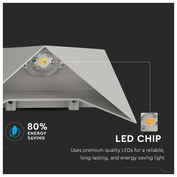 V-TAC Φωτιστικό LED Aπλίκα Τοίχου 5W 230V 120° 645lm IP65 Γκρι Σώμα Ζεστό Λευκό 218284