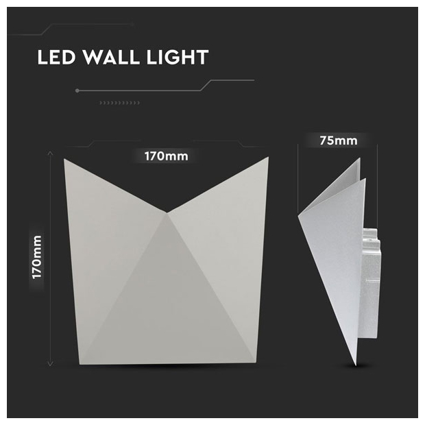 V-TAC Φωτιστικό LED Aπλίκα Τοίχου 5W 230V 120° 645lm IP65 Γκρι Σώμα Ζεστό Λευκό 218284