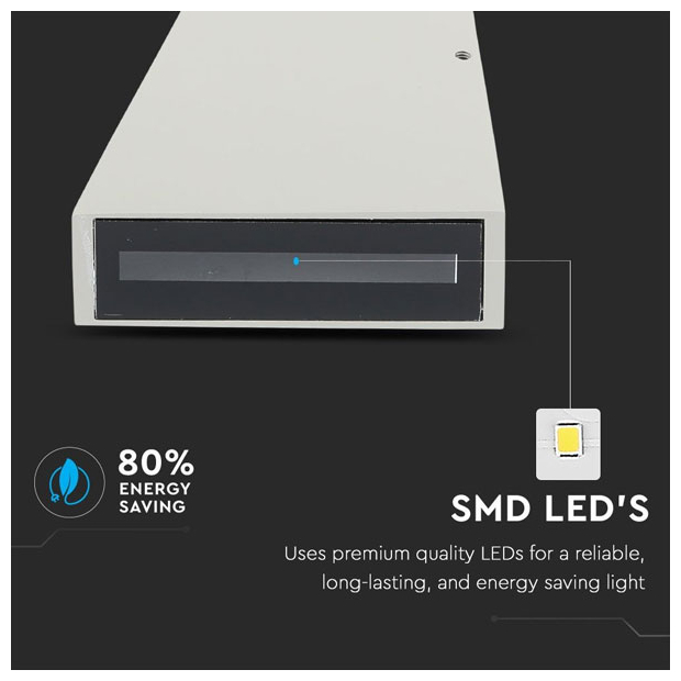 V-TAC Φωτιστικό LED Aπλίκα Τοίχου 6W 230V 120° 450lm IP65 Up-Down Γκρι Σώμα Ζεστό Λευκό 218299